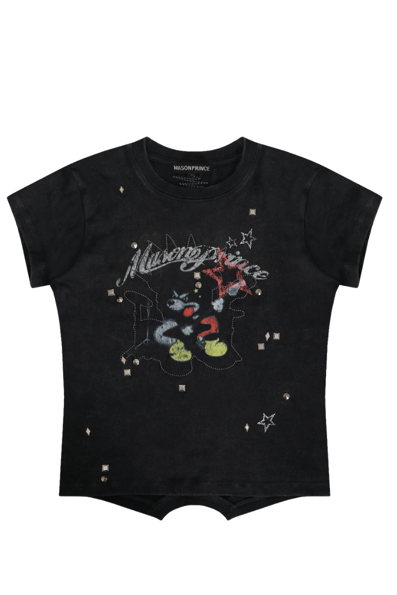 Masonprince  New Year Unfinished Parody Bear Double-Style Reversed Short-Sleeve T-Shirt