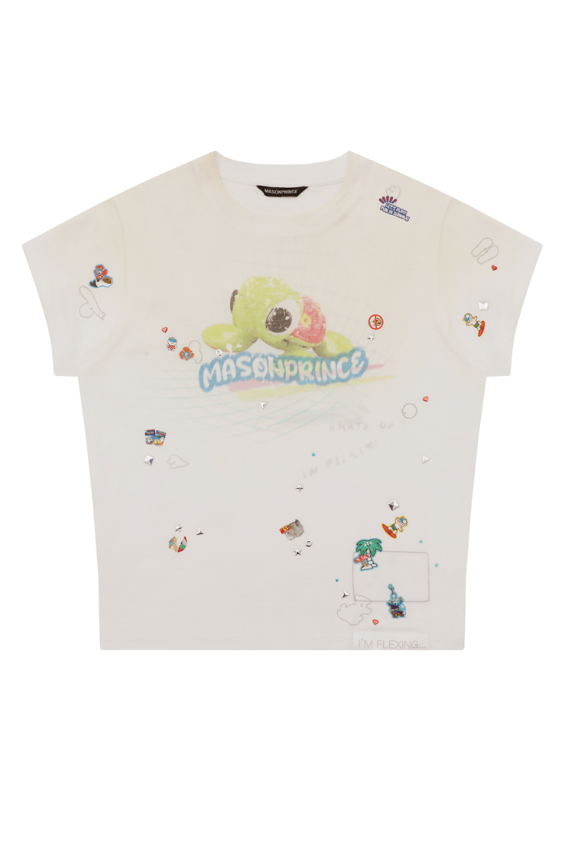 Masonprince Sticker Rhinestone Short-Sleeve T-Shirt