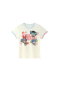 BJHG X Powerpuff Girls Women Fitted Short‑Sleeve T‑Shirt Summer Streetwear Top