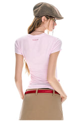 BJHG｜Stretchy V‑Neck Fitted Short Sleeve T‑Shirt, Women's