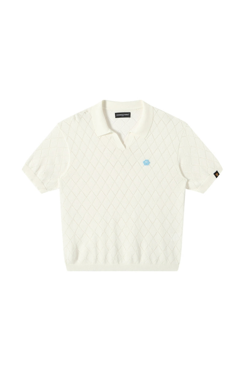 Dangerouspeople DSP Puzzle Icon Knit Polo Loose Cool‑Touch Unisex Shirt