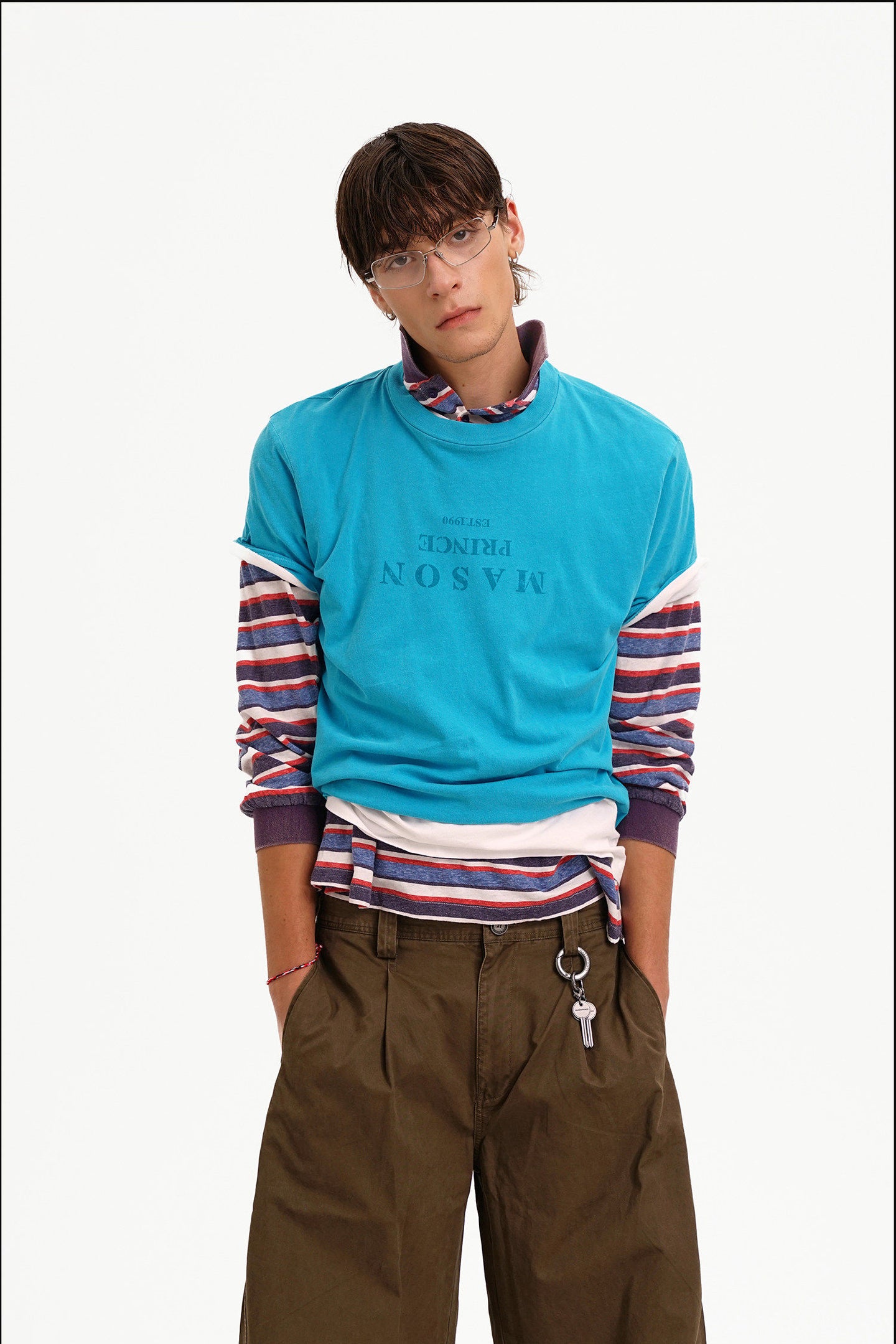 Masonprince  Mirror Text Color Short Sleeve Top Mirror Language