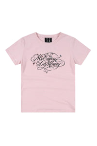 MEDM Rhinestone Cursive Slim Crew Neck Women T-Shirt