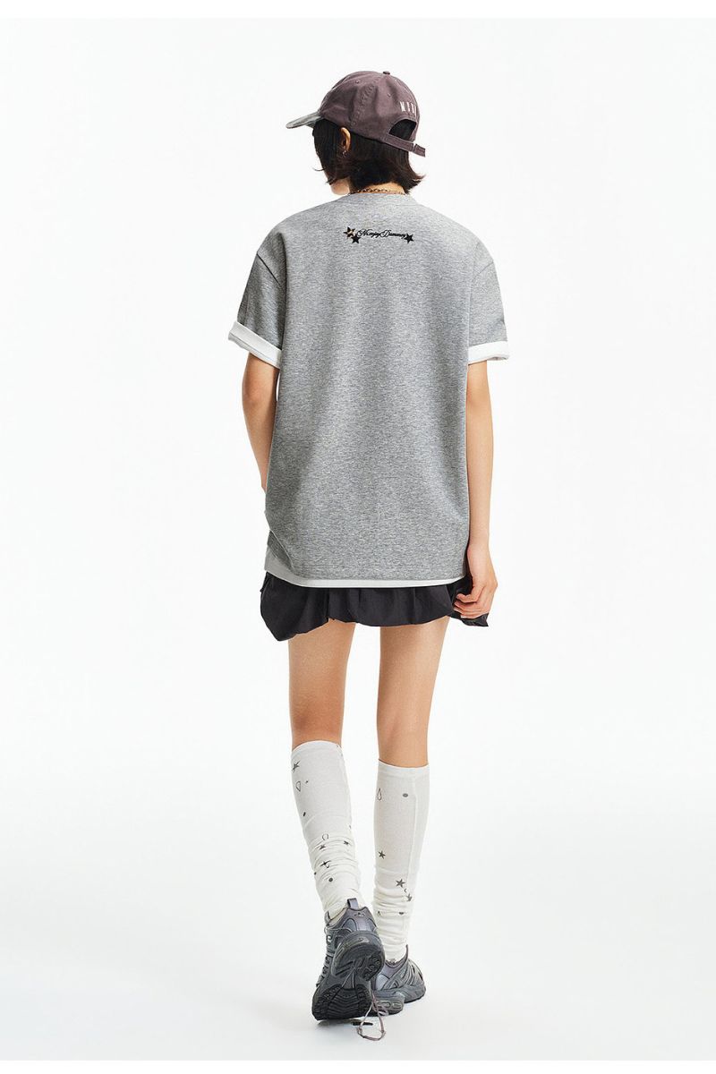 MEDM Jelly Air Cotton Double-Layer Leather Small Four-Character Short Sleeve
