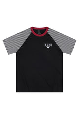 MEDM Stripe Raglan Embroidered Logo Loose T-shirt Men