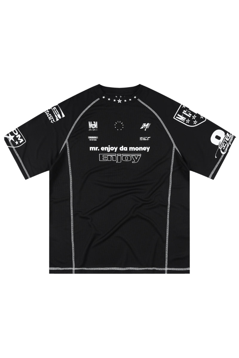 MEDM Contrast Stitch Star Print Quick Dry Sports Tee