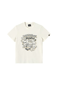 DangerousPeople DSP Mini‑D Home Hand‑Drawn Washed Tee Retro Texture Couple T‑Shirt