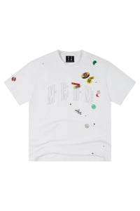 MEDM Sticker Label Patch Embroidery Unisex Cotton T-Shirt