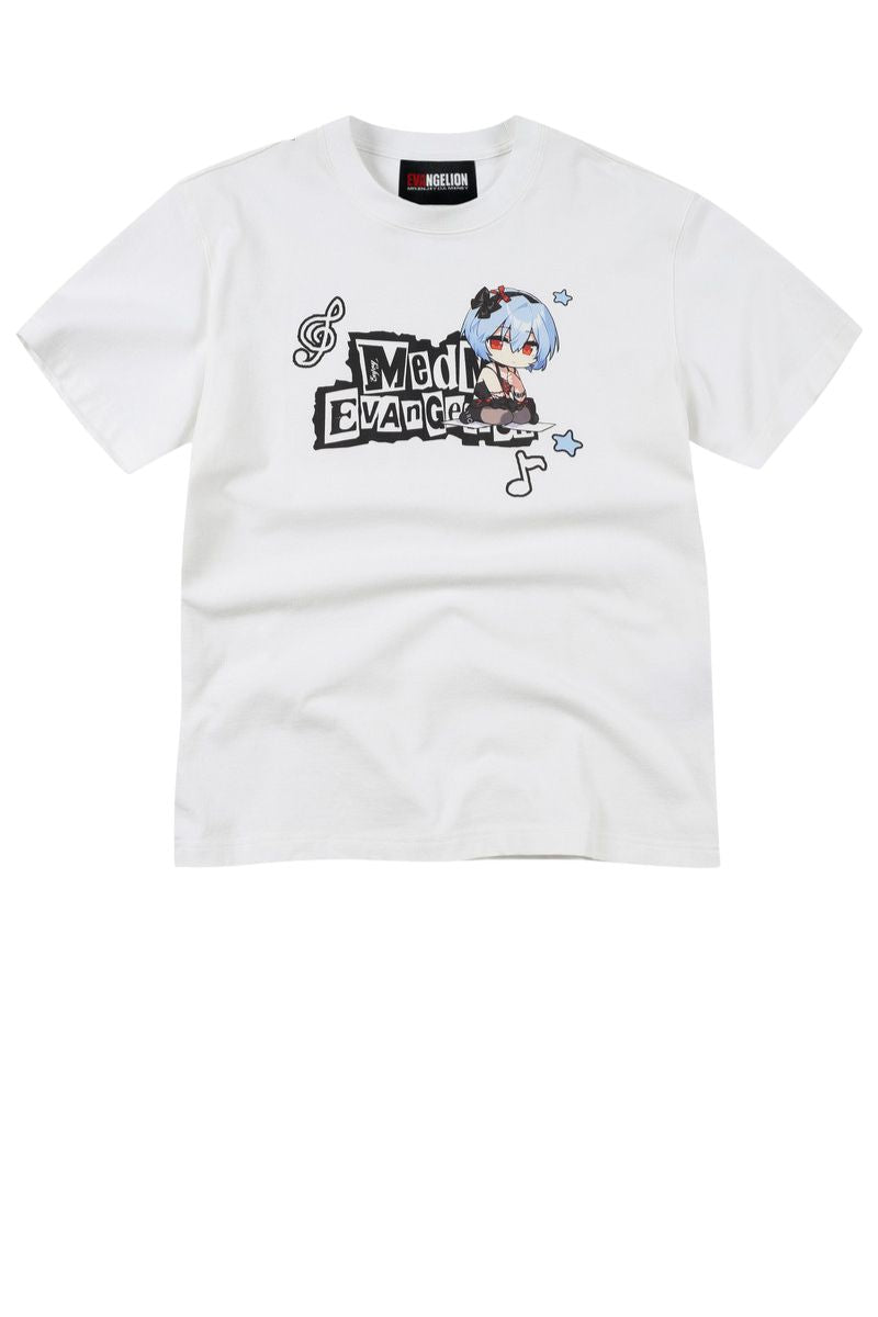 MEDM x EVA NEVER END Chibi Music Note Print Basic Crew Neck Tee