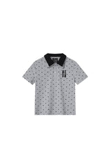 MEDM Fake Two-Piece Polka Dot Short-Sleeve POLO
