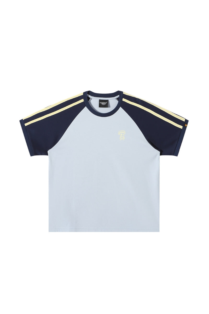 Dangerouspeople DSP Retro Panel Color‑Block Raglan Couple Tee