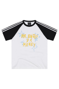 MEDM Color Block Graffiti Raglan Striped Unisex T-Shirt