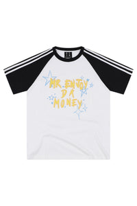 MEDM Color Block Graffiti Raglan Striped Unisex T-Shirt