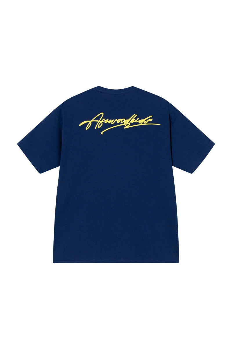 AFGK | Script Embroidery Tee, American Relaxed Unisex Loose T-Shirt