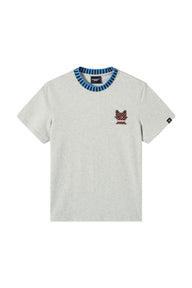 DangerousPeople DSP｜Striped Color Block Cat Embroidery Loose Short Sleeve Tee