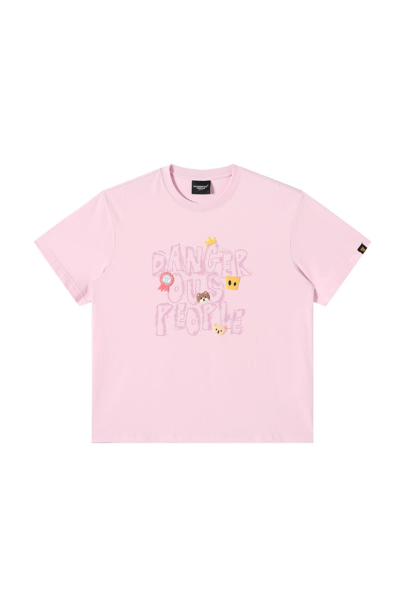 Dangerouspeople｜Graffiti Font Print Loose Oversized Cotton T‑Shirt