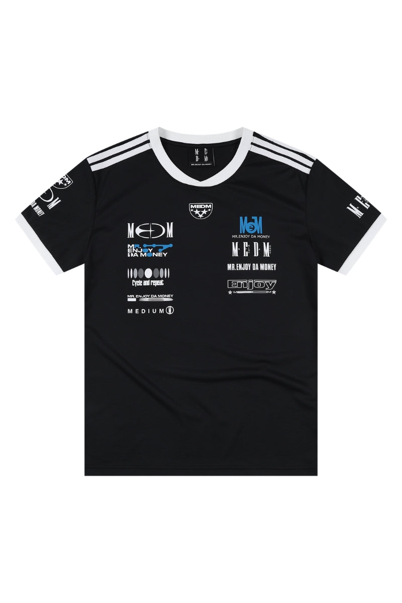 MEDM Racing Logo Print Crew Neck T-Shirt