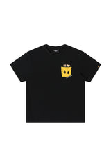 Dangerouspeople DSP Woven Label Pocket Print Tee Loose Drop‑Shoulder Couple T‑Shirt