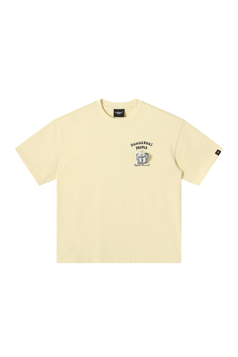 DangerousPeople DSP Detachable Small‑D Crown Print Drop‑Shoulder Tee