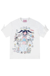 MEDM × Niaoyiyi | Angel Wing Sleeve Strap Women Tee