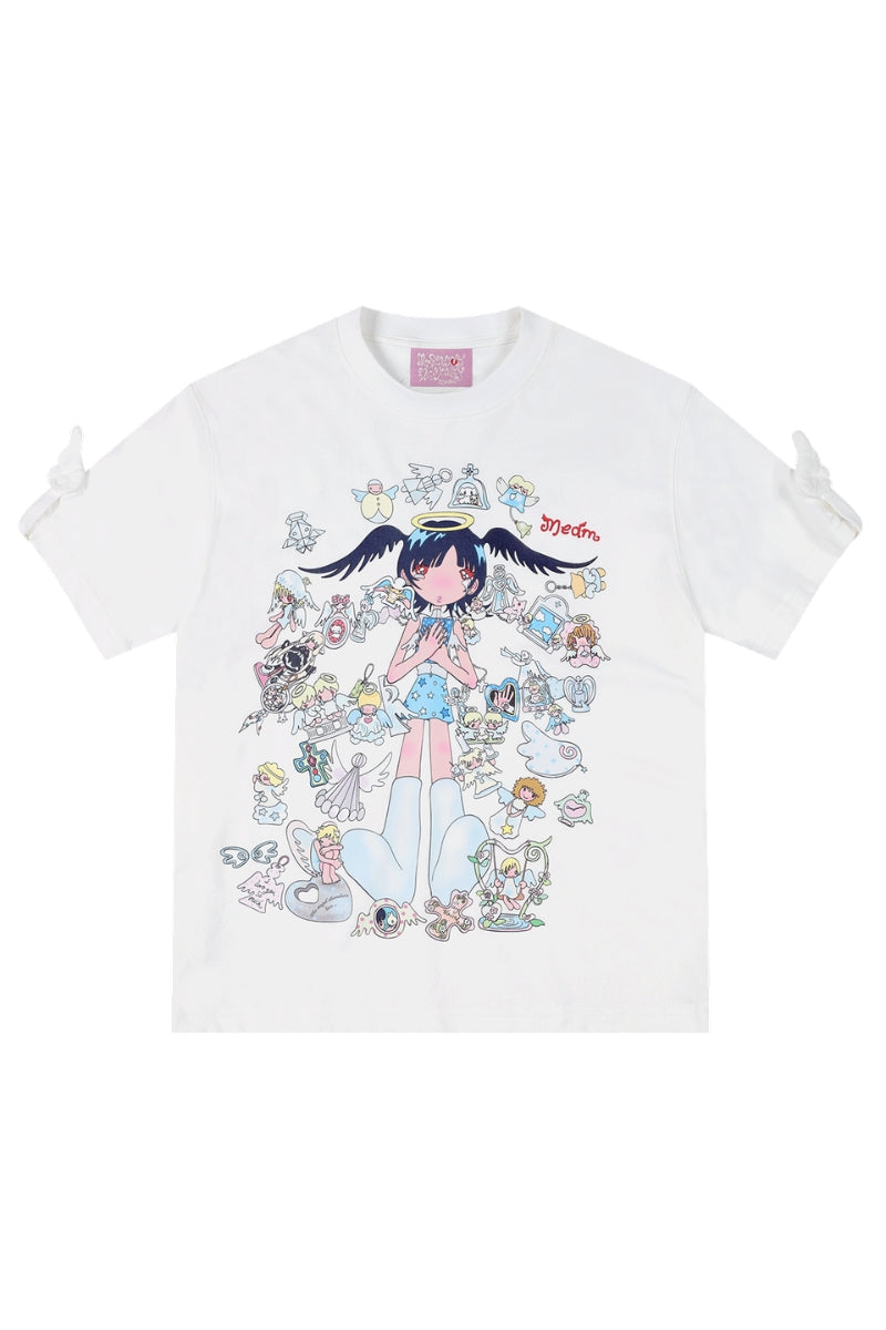 MEDM × Niaoyiyi | Angel Wing Sleeve Strap Women Tee