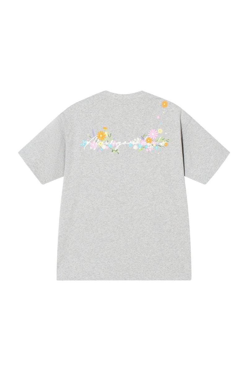 AFGK | Floral Embroidered Heavyweight Tee, American Casual Unisex T-Shirt