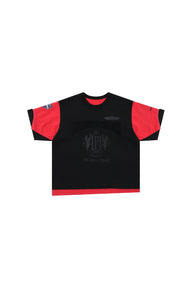 MASONPRINCE Retro Patchwork Print Color Block Tee