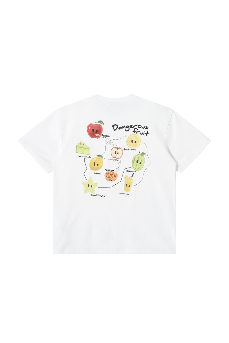 Dangerouspeople DSP Cute Mismatched Eye Fruit Print Sorona Short Sleeve Tee