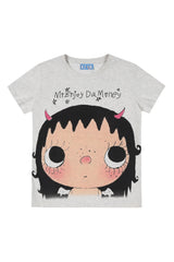 MEDM X YUY Yu Big Face Print Women Slim Fit Crew Neck T-Shirt