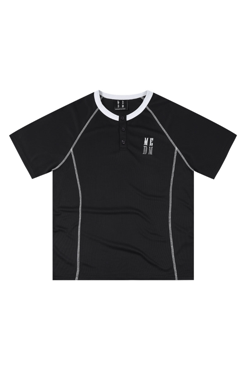 MEDM Contrast Curve Henley Neck Quick Dry Tee