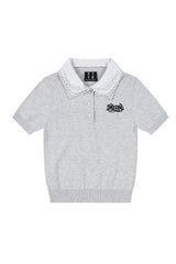 MEDM Detachable Lace Collar Knit Polo Women Summer Tee