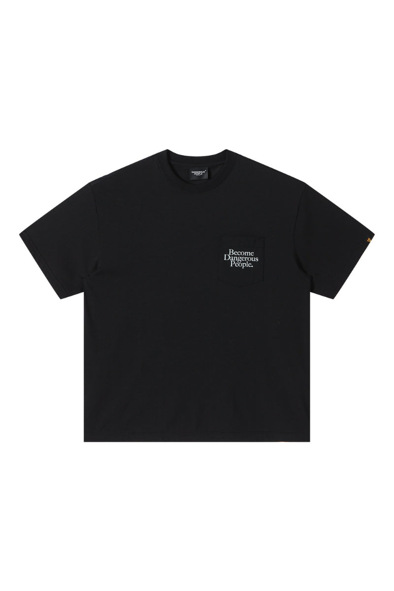 DangerousPeople DSP Letter Print Pocket Loose‑Fit Crew Neck Tee