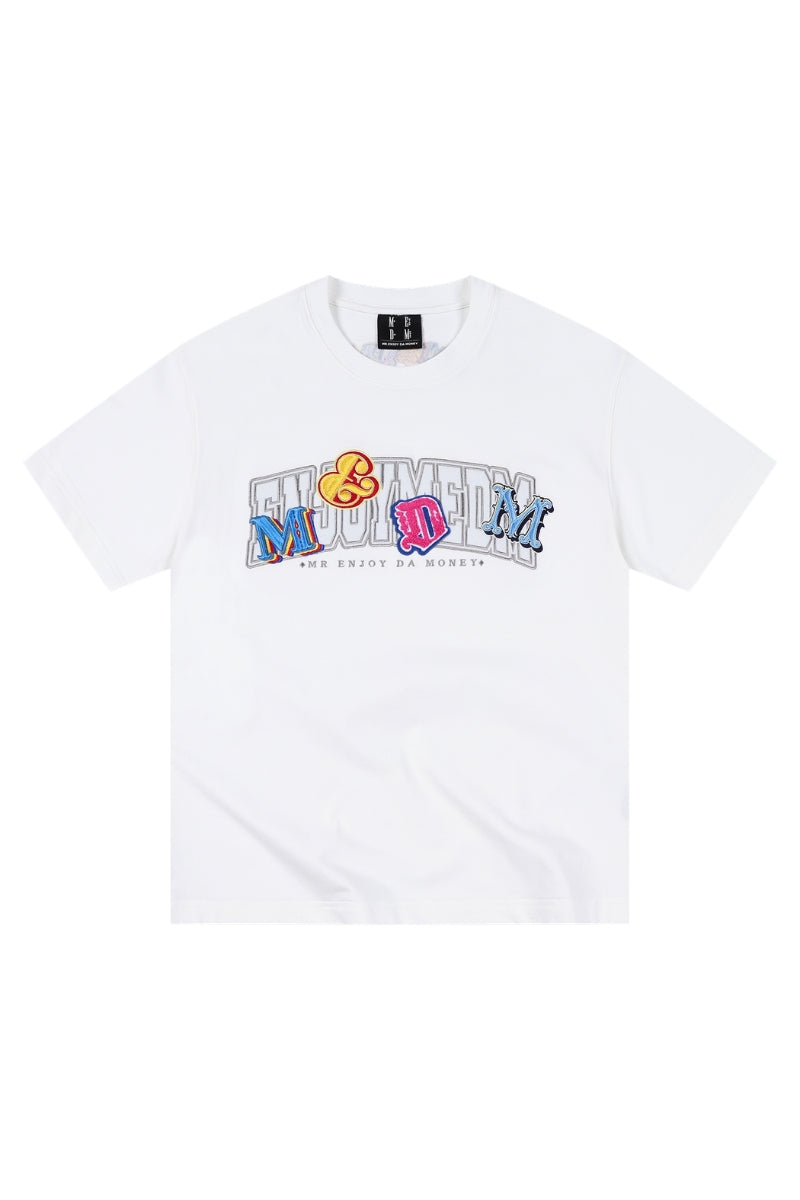 MEDM Double Color Embroidery Letter Unisex T-Shirt