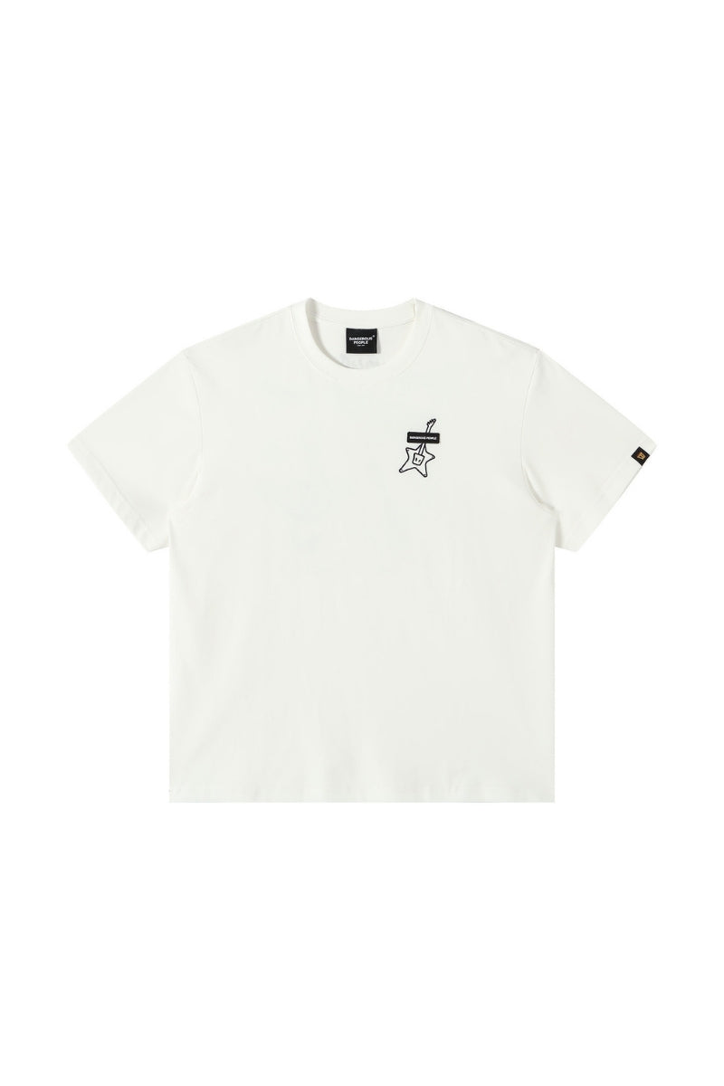Dangerouspeople DSP Embroidered Small‑D Guitar Sorona Loose Unisex T‑Shirt
