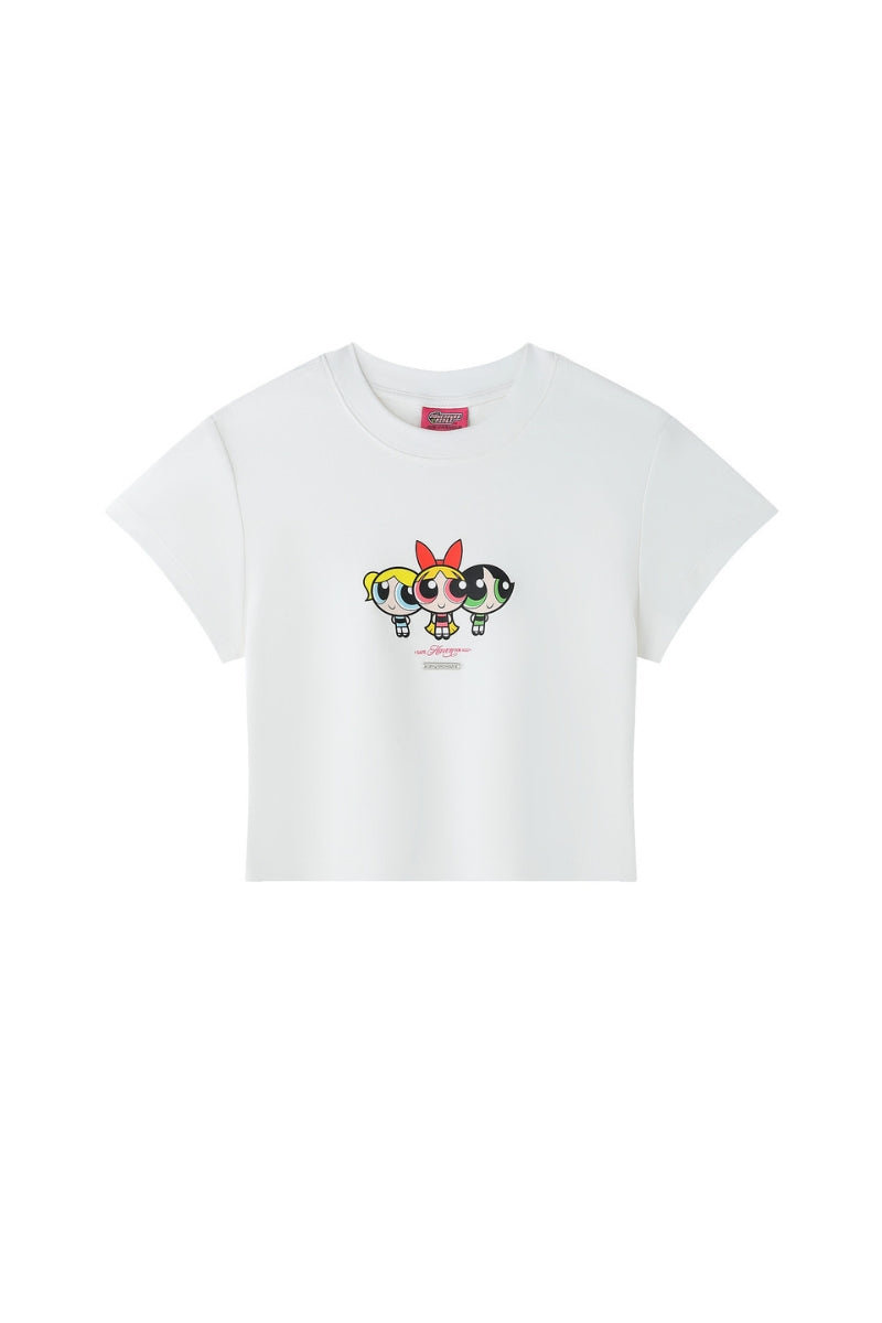 BJHG × The Powerpuff Girls Women Slim‑Fit Graphic‑Print Short‑Sleeve Tee