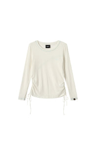 DangerousPeople DSP｜Stretchy Side Waist Drawstring Cover‑Up Color‑Block Lightweight Breathable Women's T‑Shirt