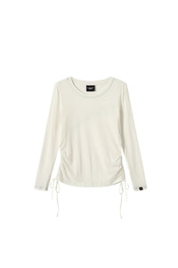 DangerousPeople DSP｜Stretchy Side Waist Drawstring Cover‑Up Color‑Block Lightweight Breathable Women's T‑Shirt