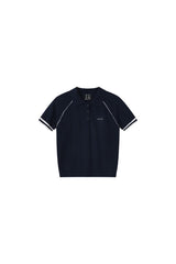 MEDM Embroidered Small LOGO Color-Block Embedded Striped Short-Sleeve POLO