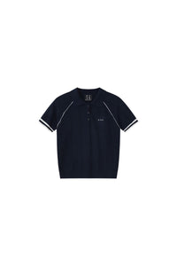 MEDM Embroidered Small LOGO Color-Block Embedded Striped Short-Sleeve POLO