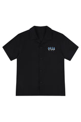 MEDM Color Block Letter Embroidery Linen Unisex Shirt