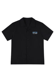 MEDM Color Block Letter Embroidery Linen Unisex Shirt