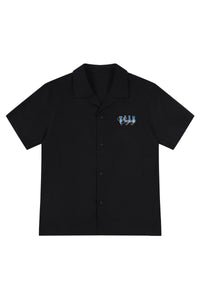 MEDM Color Block Letter Embroidery Linen Unisex Shirt