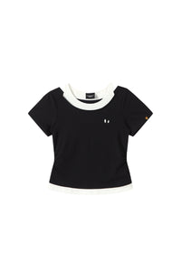 DangerousPeople｜Spliced Mock Two‑Piece Color‑Block Women’s T‑Shirt