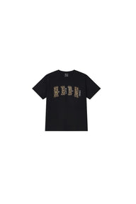 MEDM double skin leopard print chest four-word short sleeve T