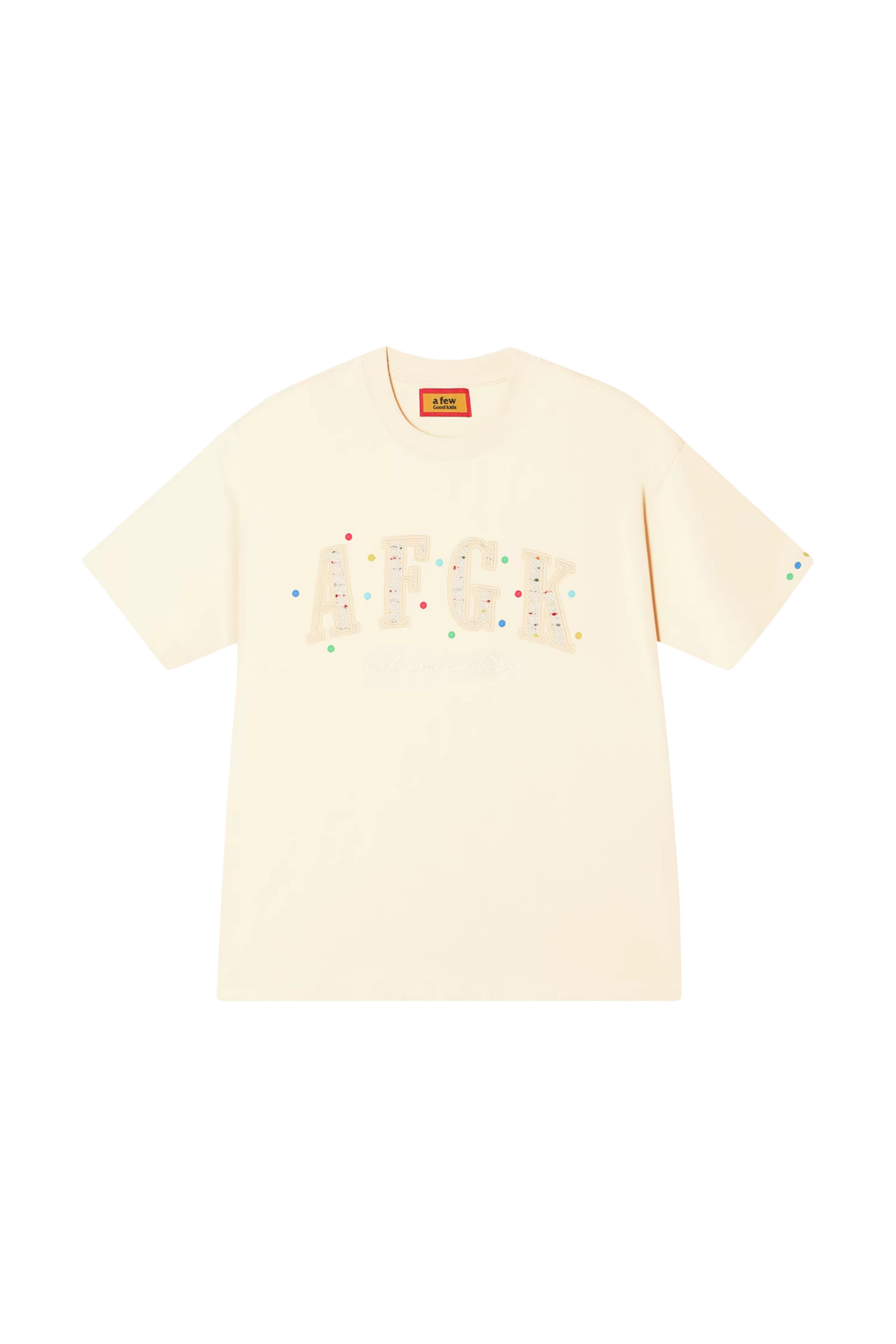 AFGK Rainbow Rhinestone Embroidery Patch Tee