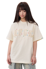 AFGK Rainbow Rhinestone Embroidery Patch Tee