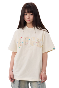 AFGK Rainbow Rhinestone Embroidery Patch Tee