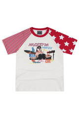 MEDM x YAD Cat & Dog Battle Print 3D Letter Raglan Women Tee