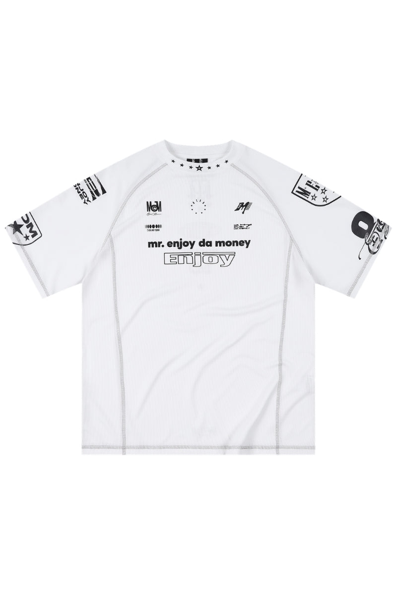 MEDM Contrast Stitch Star Print Quick Dry Sports Tee