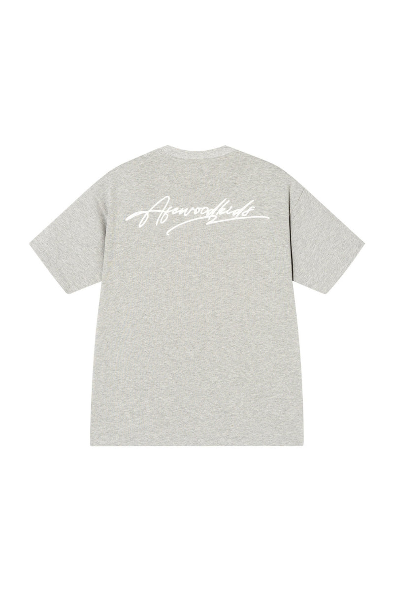 AFGK | Script Embroidery Tee, American Relaxed Unisex Loose T-Shirt
